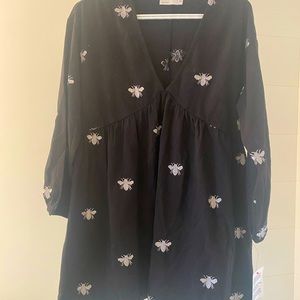 Black sundress with bee embroidery